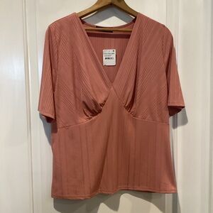 Kim & Cami Blush V-Neck Blouse